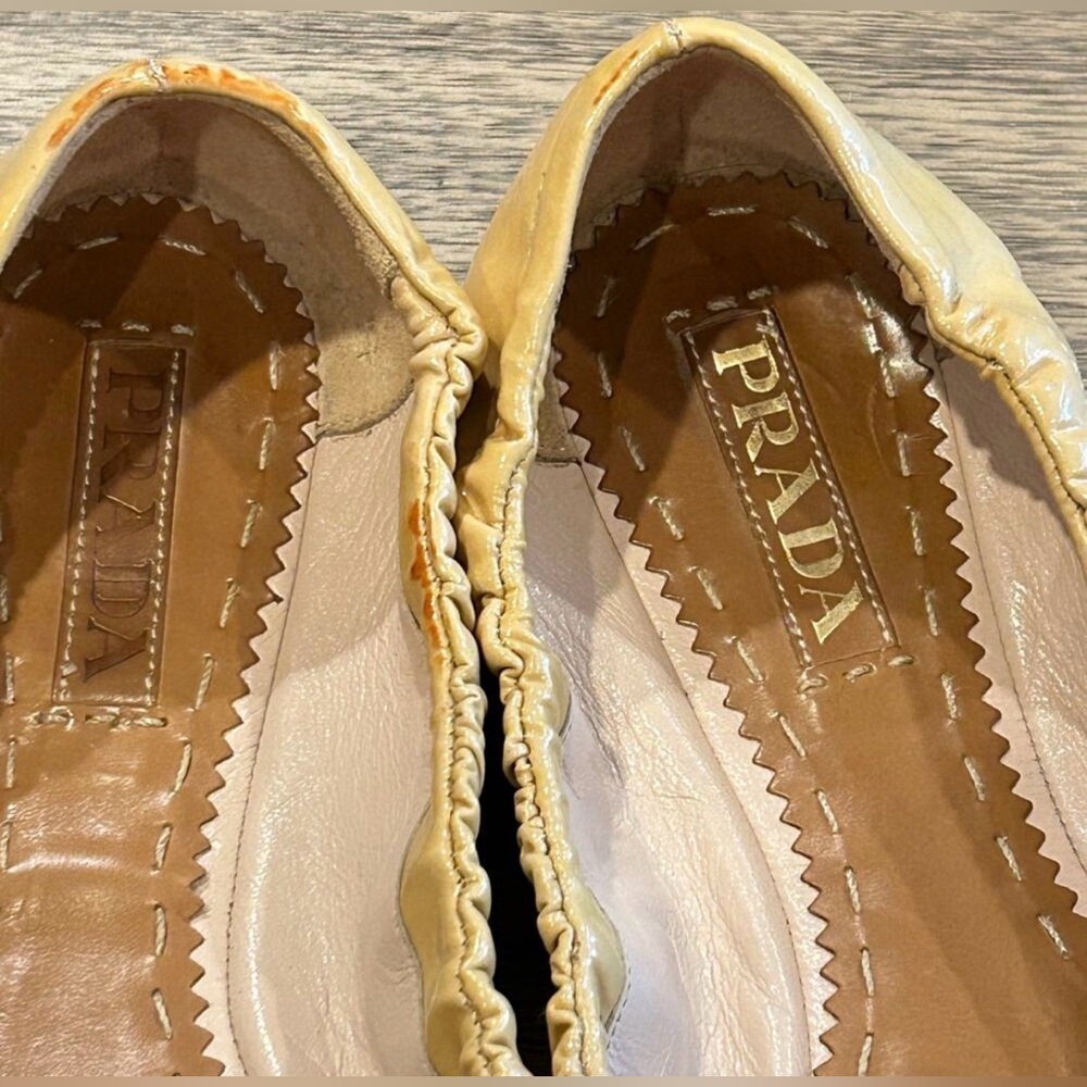 Prada Women's Yellow and Brown Flats with Bow- size 39.5 - Picture 6 of 10